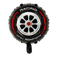 Nouveau style de ballon pneu, ballon rond en aluminium à carreaux noir et blanc de 18 pouces, ballon décoratif sur le thème du casque de course