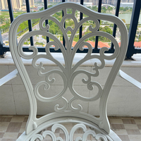 Ensembles de jardin en fonte d'aluminium Fourniture d'usine Ensemble de chaises de table à manger d'extérieur de jardin blanc et noir