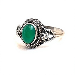 Offre Spéciale Bague Onyx Oxydé en Argent Sterling 925 Bague Ouverte en Pierre Onyx Verte avec Pierre Naturelle pour Femme Cadeau en Pierre Précieuse - Product Image 3