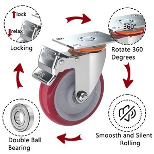 <span class=keywords><strong>Ruedas</strong></span> universales de alta resistencia, <span class=keywords><strong>base</strong></span> de rueda de PU silenciosa <span class=keywords><strong>con</strong></span> freno, carro plano Universal 4 5 6 8 pulgadas - Product Image 3