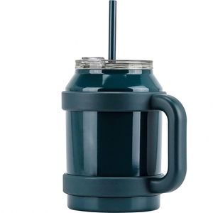 Mug de voyage isotherme en acier inoxydable de 50 oz avec poignée et paille, capacité de 1500 ml, style européen, logo personnalisé, 10 couleurs disponibles - Product Image 4