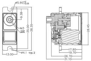 Servo Digital RC Oficial EMAX ES3054 de 17g con Engranaje Metálico, 3.5kg, 0.13s, 23T para Avión, Helicóptero, Robot, Barco RC - Product Image 5