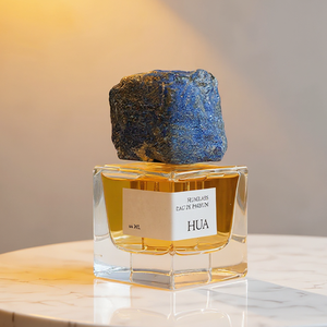 New Design Square Leere Parfüm flasche Hochwertige Luxus 50ml Parfüm glasflasche mit farbiger Stein kappe Kunden spezifische Etiketten - Product Image 1