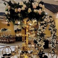 Centre de Table Colonne Haut Doré en Acrylique Support à Fleurs pour Décoration de Fête et de Mariage