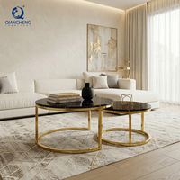 Ensemble de tables basses rondes en marbre tendance en gros, réglable, pour la maison, l'hôtel ou l'atelier, meubles de salle à manger