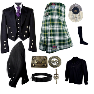 Ensemble de kilt écossais pour homme de haute qualité, gris, traditionnel, en acrylique et laine, durable, accessoires d'instruments de musique - Product Image 1