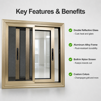 Ventana Corredera de Aluminio con Doble Acristalamiento Moderna, Aislamiento Acústico y Energético, Ventana de Vidrio Resistente a Huracanes para Exteriores de Casas y Apartamentos