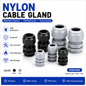Pressacavi in Nylon PG 7 M12 Metrico NPT 1/2 Pollice Filettato, Connettori Impermeabili in Plastica PA66 per Scatole di Giunzione - Product Image 1