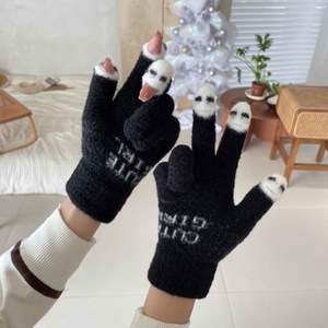 Minggan <b>Wool</b> Knitted Fingerless Gloves Warm Winter <b>Thermal</b> Gloves For Women Cute Student Writing Touch Screen Gloves - Product Image 2