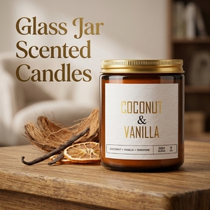 <span class=keywords><strong>Bougie</strong></span> parfumée de style moderne, sûre et non toxique, dans un bocal en verre ambré, parfum durable 50h, logo personnalisé pour la maison et l'hôtel - Product Image 1