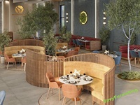 Ensemble de banquettes en forme de U sur mesure, tables basses en marbre et chaises en bois pour café et restaurant, sièges de banquettes personnalisés