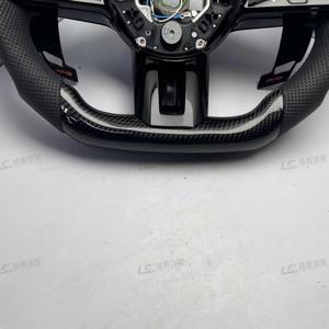 Volant <span class=keywords><strong>sport</strong></span> de remplacement OEM en fibre de carbone et cuir pour Benz GLA45 GL63 S63 G500 G63 avec affichage LED et surpiqûres de couleur personnalisées - Product Image 3