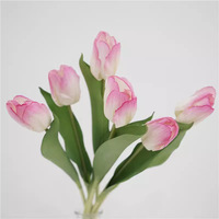 Vente en gros de fleurs artificielles en soie rose, tulipes en soie au toucher réel pour mariage, Saint-Valentin, décoration de table à la maison, vase
