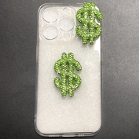 Nouvelles décorations à dos plat en strass, motif signe dollar vert, lèvres et nœud, pour coques de téléphone, breloques et artisanat DIY, style jeune et élégant