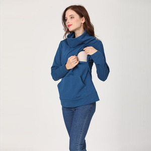 Otoño Invierno Casual cálido suéteres de <span class=keywords><strong>lactancia</strong></span> suelta <span class=keywords><strong>ropa</strong></span> de maternidad Tops <span class=keywords><strong>lactancia</strong></span> enfermería Sudadera con capucha de algodón para embarazadas - Product Image 5