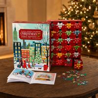 Boîte de calendrier de l'Avent personnalisée avec puzzle de Noël, 24 jours, traditions des fêtes, compte à rebours, emballage cadeau avec 24 tiroirs