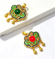 Pendentifs porte-bonheur style ethnique Nuage Auspicieux Ruyi, clochettes, pompons, émail, filigrane ajouré pour la création de colliers et bijoux DIY