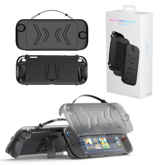 Full Coverage TPU Protective Case with Detachable Faceplate for Switch 2 Console Stand and Bag Included Boxed Shell Shell Case