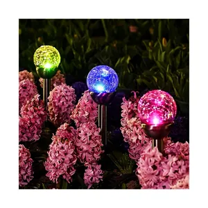 Оптовая продажа, солнечный садовый свет, хрустальный шар, шар, светильник с RGB, светодиодный Солнечный стеклянный шар