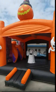 Castillo Inflable de Halloween con Tobogán, Decoración de Calabaza y Fantasma para Fiestas, Ideal para Eventos en Interiores y Exteriores - Product Image 1