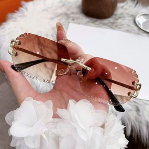 Gafas de Sol Rectangulares sin Montura de Moda 2025 con Logotipo Personalizado, Alta Calidad, Protección UV400, Lentes Degradadas, Montura Cuadrada de Aleación para Hombre y Mujer - Product Image 1