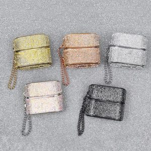 Funda para AirPods con Diamantes Brillantes, PC+Pedrería, Lujosa, Antiarañazos, con Cordón - Product Image 1