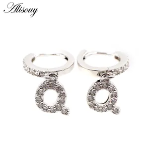 Alisouy 2PC Fashion Gold Color Hoop Earrings HipHop Initial 26 Letters Dangle Hoop Earrings For Women Men Brincos Trend Jewelry