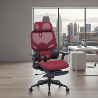 Chaise de bureau ergonomique de haute qualité en contreplaqué classique avec appui-tête entièrement en maille, design moderne et contemporain, roulettes pivotantes