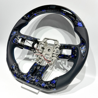 Vente directe d'usine de volants en fibre de carbone bleue forgée de style course avec LED, adaptés aux Ford Mustang GT 2015-2024