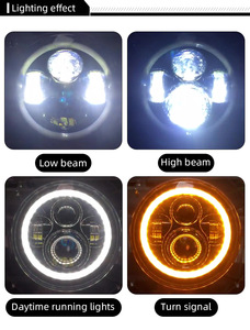 Faro Led redondo H4 DRL, 7 ", Ojo de ángel amarillo y blanco, para <span class=keywords><strong>Jeep</strong></span> Wrangler <span class=keywords><strong>Lada</strong></span> <span class=keywords><strong>Niva</strong></span> 4x4 12V 24V - Product Image 4