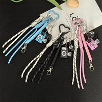 Rose bleu tressé corde sac suspendu en cuir Baseball pendentif sac breloques pour femmes sac à main sac à dos suspendus cadeaux
