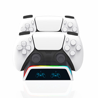 KJH pour contrôleur PS5 lumière colorée double support de charge pour contrôleur PlayStation 5 chargeur de lumière RVB pour contrôleur PS5