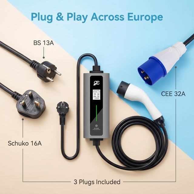 Verified Source 2 Year Warranty High Elasticity TPU Byd Charger Portable Car Charger Ev Charger 7kw