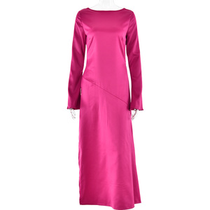 Robe de soirée longue en satin fendue et dos nu, à manches longues, taille naturelle, style européen et américain, collection Hiver 2023 - Product Image 5