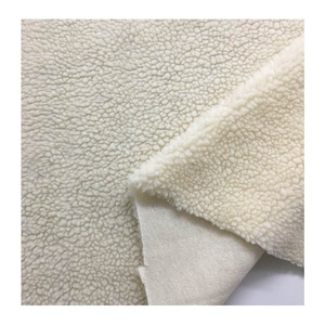 Cheap 100% Polyester Beige Sherpa Fleece Fabric Sheep Skin Lamb Fur Jaket Man Winter Jacket Fabric