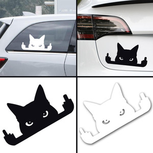 Autocollant de voiture chat noir piqueur, motifs amusants, dessin animé, chat noir griffoitant, autocollant décoratif - Product Image 1