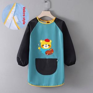 Cuhk - Delantal Impermeable para Niños, de Poliéster con Cierre de Gancho y Bucle, para Guardería, para Comer, con Mangas - Product Image 6