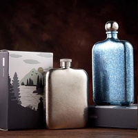 Mini pot à vin et bouteille à liqueur en titane pur, motif fleur de glace, personnalisable avec des mots, luxe léger, rétro, pour le camping en plein air, modèle Ti-10001