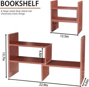 Étagère de rangement en bois réglable et pratique, faite à la main, pour salon, organisateur de bureau, support pour livres et articles ménagers - Product Image 2