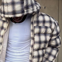 Vêtements d'hiver, vestes chaudes à carreaux, manteau épais surdimensionné, fermeture éclair extérieure, vestes matelassées à bulles, vestes matelassées personnalisées imprimées pour hommes