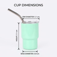 Gobelet isotherme portable en acier inoxydable 304 de 3 oz avec logo personnalisé, pour expresso, café, spiritueux et liqueurs, avec paille et couvercle