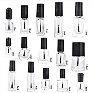Bouteilles de vernis à ongles en verre transparent en gros, tailles 3ml, 5ml, 10ml, 15ml, avec flacon vide et pinceau applicateur - Product Image 4