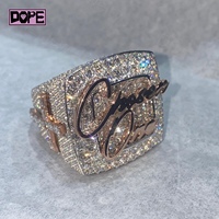 Bague Iced Out Moissanite VVS Certifiée GRA Argent 925 Bague Homme Hip-Hop Personnalisée de Championnat