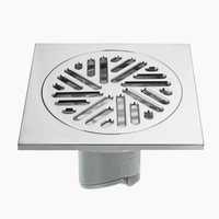 Siphon de sol encastré chromé 100x100 pour machines à laver, salles de douche et buanderies ; Évier moderne minimaliste anti-odeurs