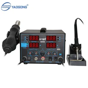 Yaogong 5000 4 In 1 Rework Station Quarduple Digitaal Display Warmtepistool Soldeerbout Voeding Usb 15V 2a Mobiele Reparatie