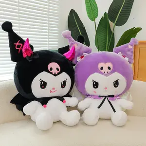 Cute Devil Angel Kuromi Almofadas De Pelúcia Almofadas Sofá Casa Decorações Animais Recheados Kuromi Cabelos De Pelúcia