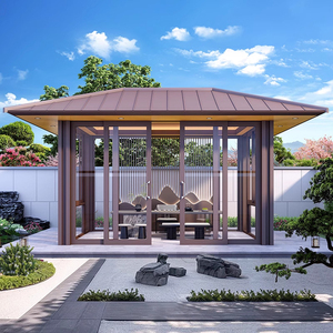 Pergola en alliage d'aluminium thermolaqué, pavillon de jardin moderne avec écran pour cour ensoleillée, design inspiré de la nature - Product Image 2