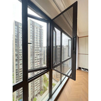 Marco de parrilla de aluminio decorativo francés moderno hecho a medida ventanas de vidrio templado arco circular superior columpio aluminio duradero