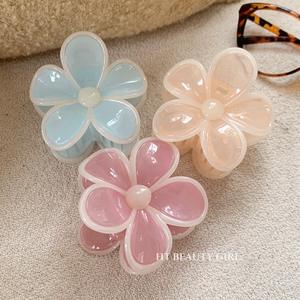 Pinza para el Cabello con Diseño <span class=keywords><strong>de</strong></span> Flor <span class=keywords><strong>de</strong></span> Huevo y Resina <span class=keywords><strong>de</strong></span> Gelatina Crema, Estilo Dulce, Primavera <span class=keywords><strong>Verano</strong></span> 2025, Media Diadema, Pasador para el Cabello para Mujer - Product Image 4