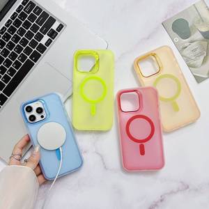 새로운 젤리 그라디언트 다채로운 3 in 1 아크릴 PC 마그네틱 무선 충전기 젖빛 피부 느낌 아이폰 14 15 16 프로 맥스 전화 케이스 - Product Image 2